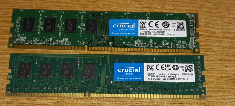 Crucial 8GB RAM 2x4GB DIMM&#39;s