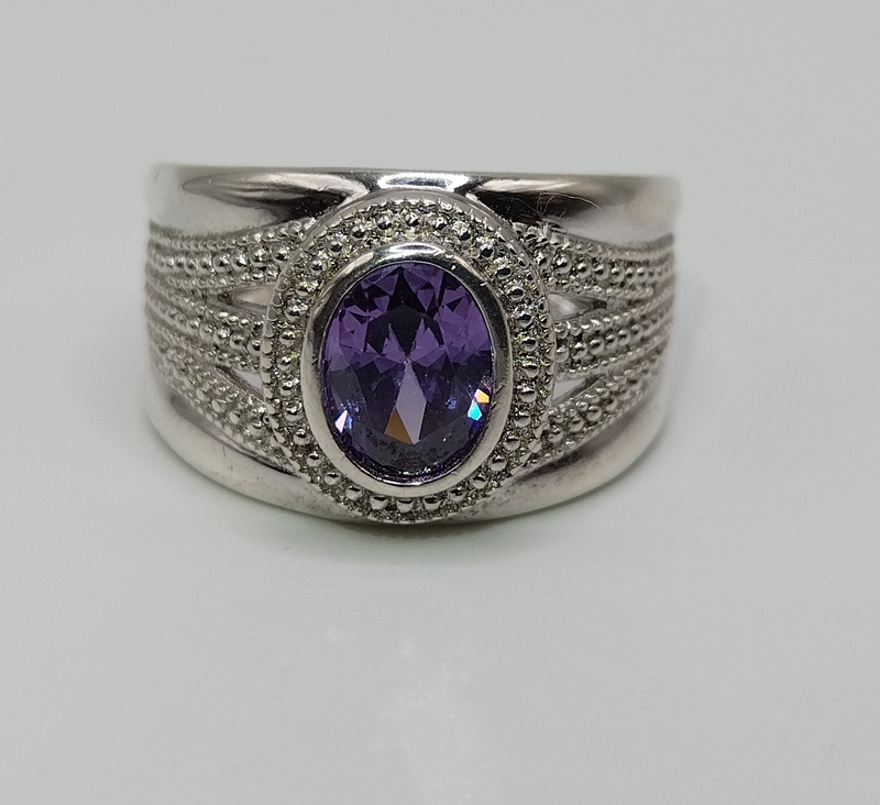 Sterling Silver Ring with Purple Stone