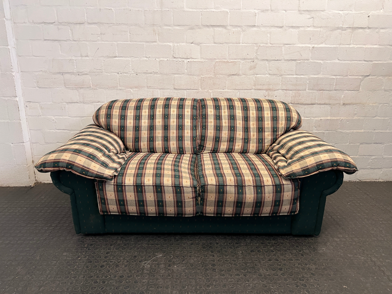 Green Plaid Two Seater Couch- A48401