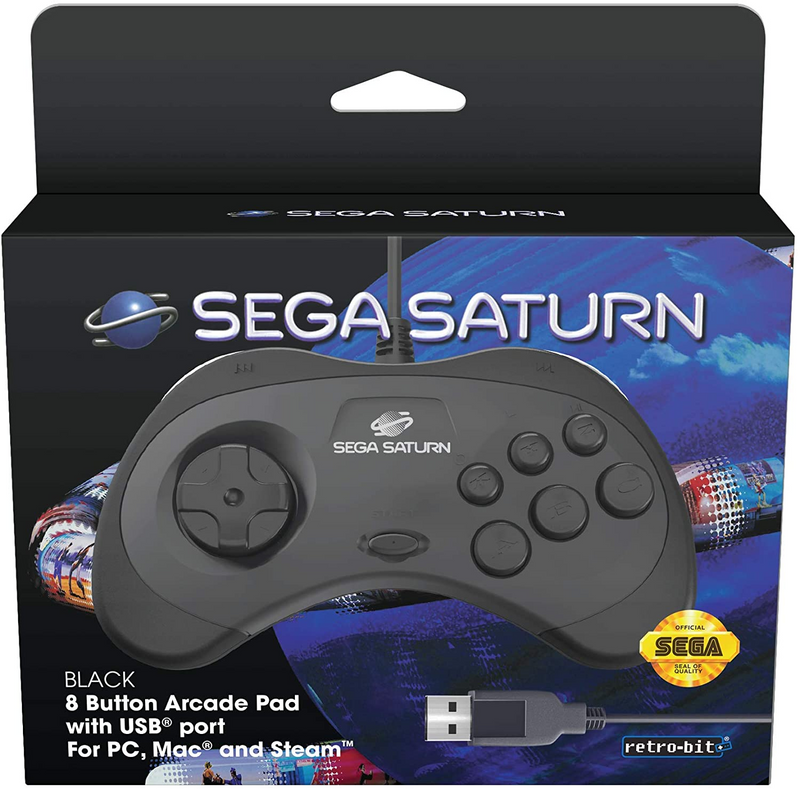 Retro-Bit SEGA Saturn 8 Button USB Controller - Black (PC)(New)