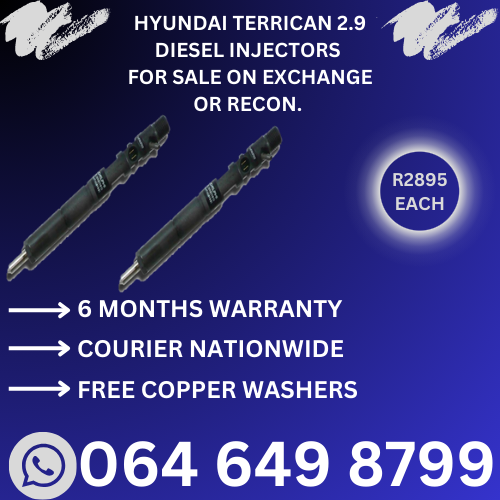 Hyundai Terrican 2.9 diesel injectors for sale on exchange or to recon 6 months warranty