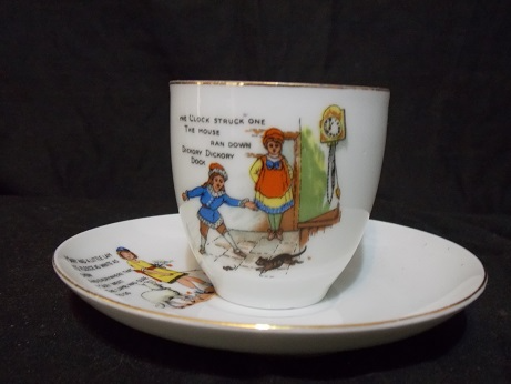 Rare Find Union K Czechoslovakia Cup and Saucer with Nursery Rhymes