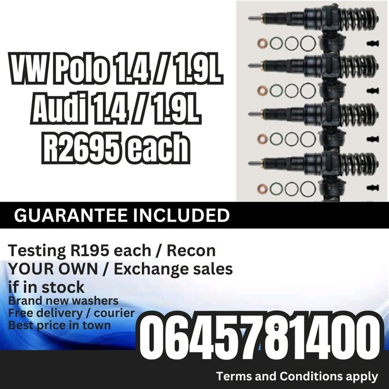 VW Polo 1.4 / 1.9L and Audi 1.4 or 1.9L Diesel Injectors for sale