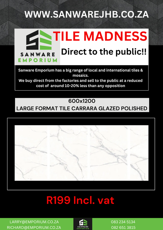 600 x 1200 Carrara Tiles