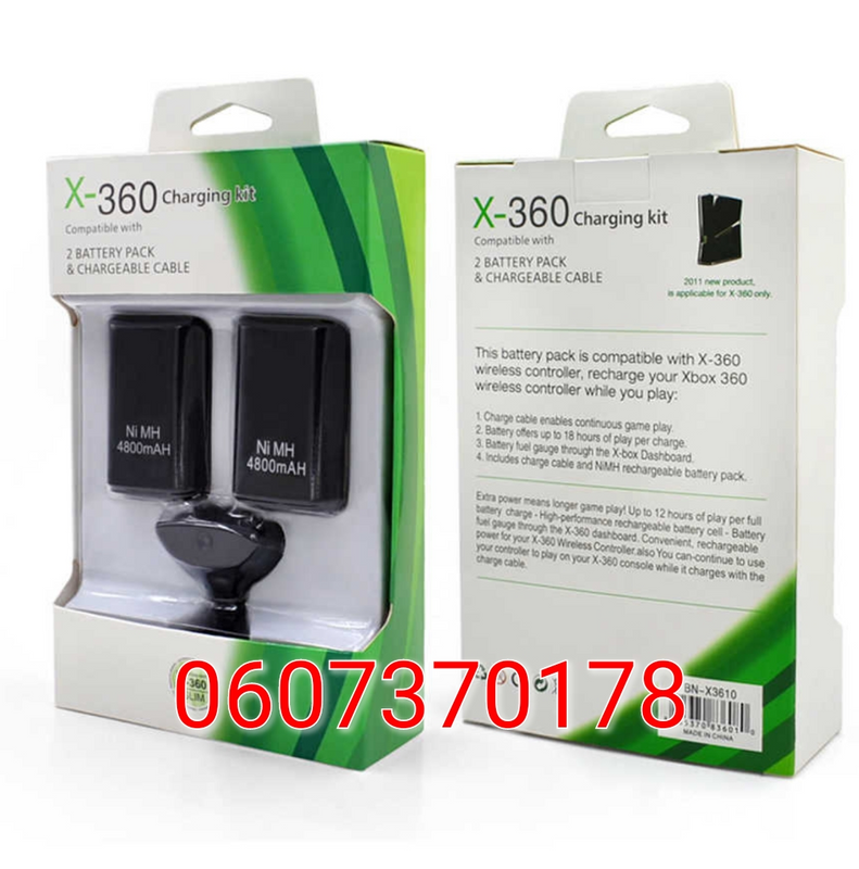 Xbox 360 Controller Dual Battery Pack with Charging Cable (Brand New)