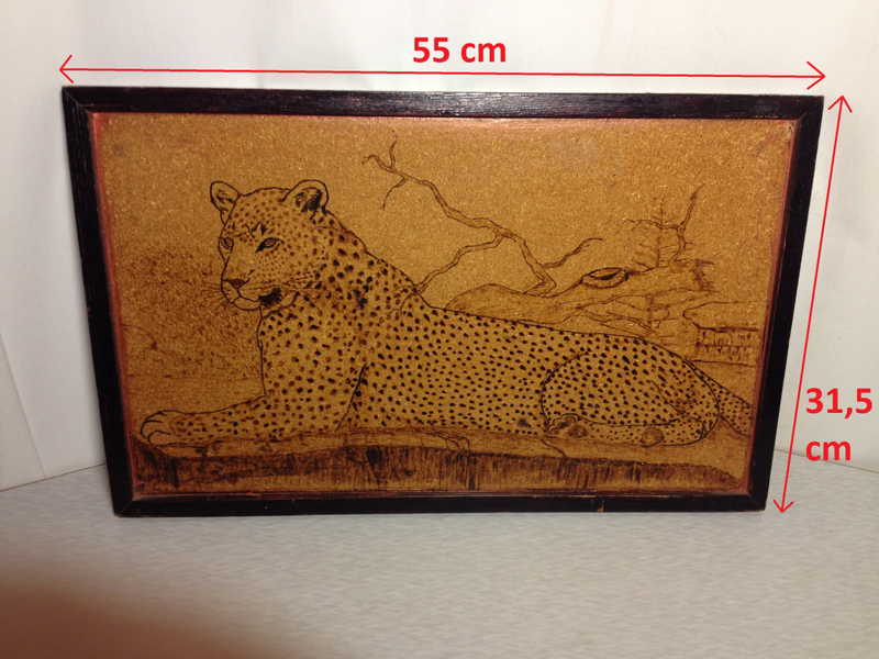 Antique Wall Art of Leopard (Done on Wood) - Ref. G112 - Price R150