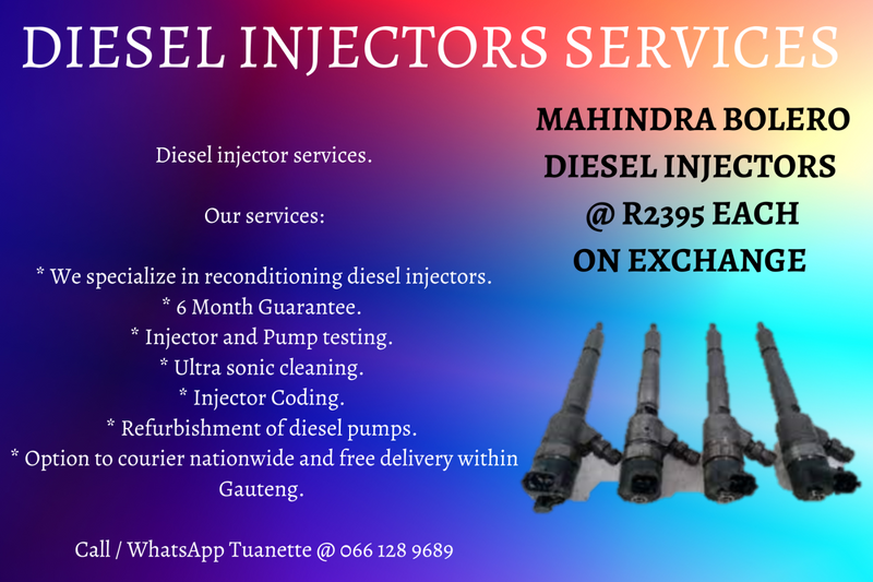 MAHINDRA BOLERO DIESEL INJECTORS FOR SALE ON EXCHANGE OR TO RECON YOUR OWN