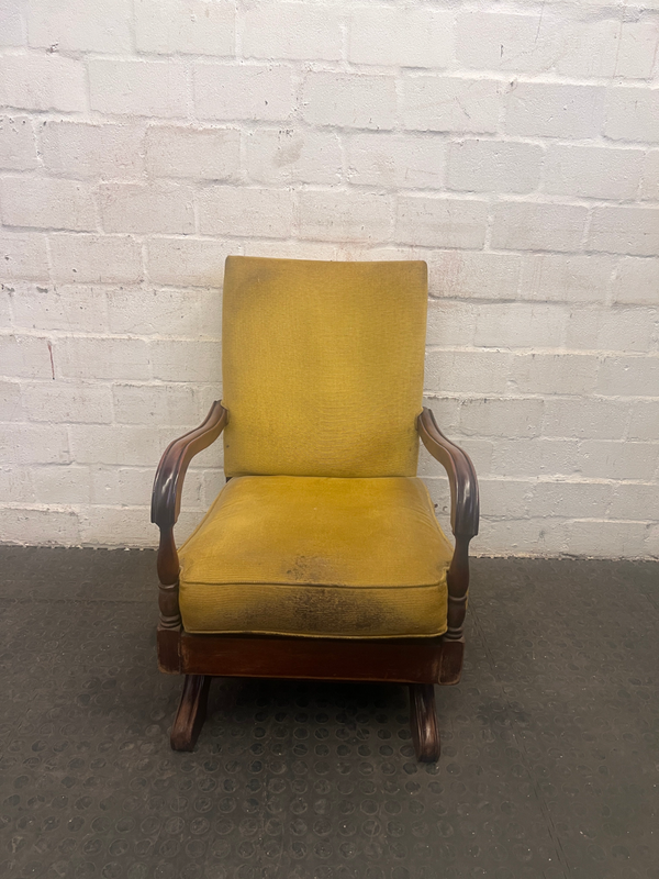Mustard One Seater Wooden Armchair-