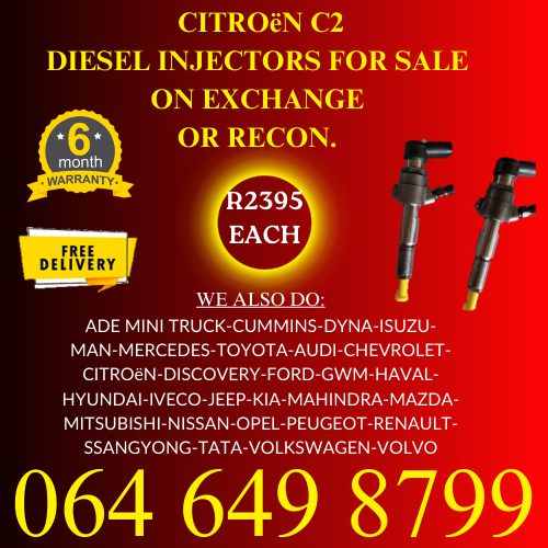 Citroën C2 diesel injectors for sale on exchange or to recon 6 months warranty.