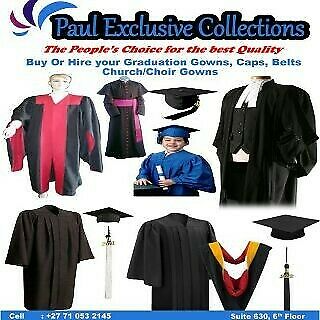 Graduation attires , court gowns, clergy shirts, church robes for sale and hire(best prices)..