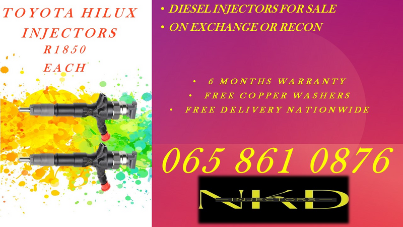 Toyota Hilux diesel injectors for sale on exchange 6 months warranty