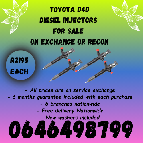 Toyota D4D diesel injectors for sale on exchange 6 months warranty