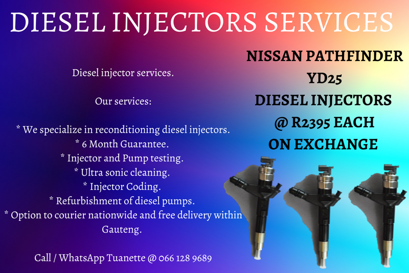 NISSAN PATHFINDER YD25 DIESEL INJECTORS FOR SALE ON EXCHANGE OR TO RECON YOUR OWN
