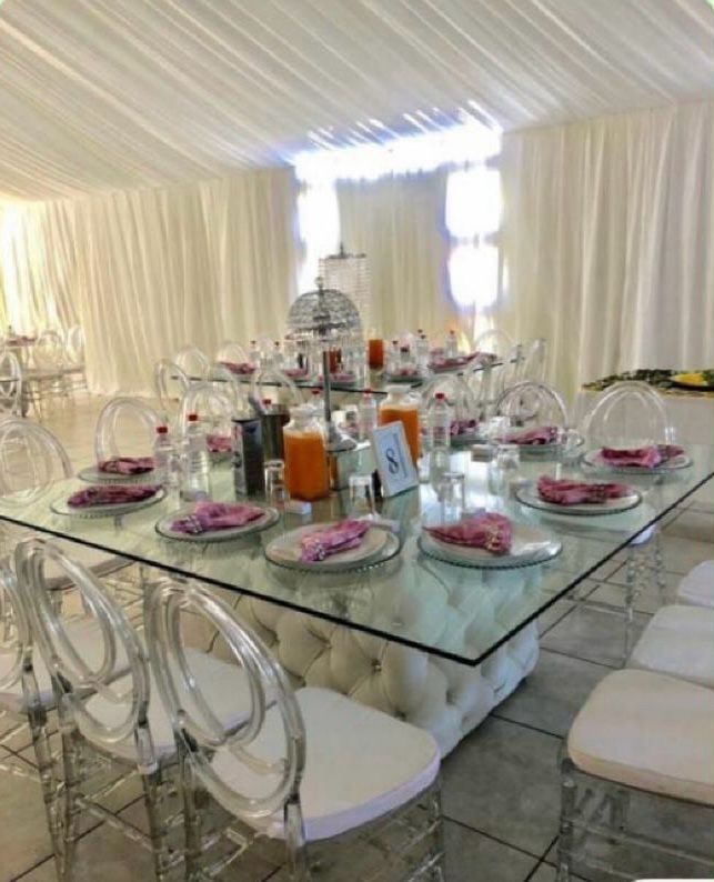 12 seater glass table