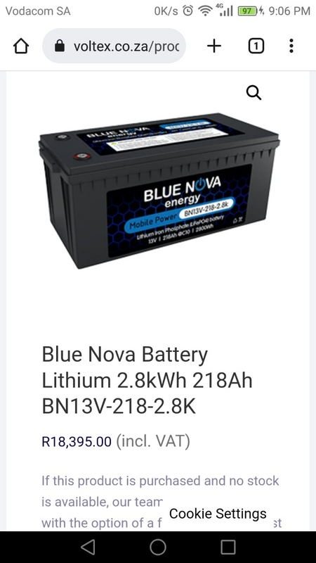Blue Nova Battery Lithium 2.8kWh 218Ah BN13V-218-2.8K