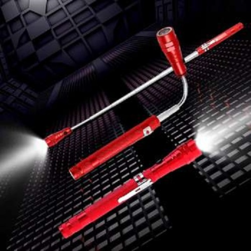 Multifunctional Magnetic, Flexi-Telescopic, Bendable Pick-Up-Tool LED Torch Metallic Red.  Brand NEW