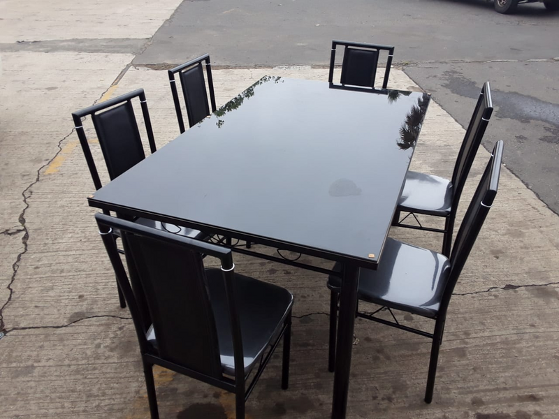 New glass dining table with 6 chairs