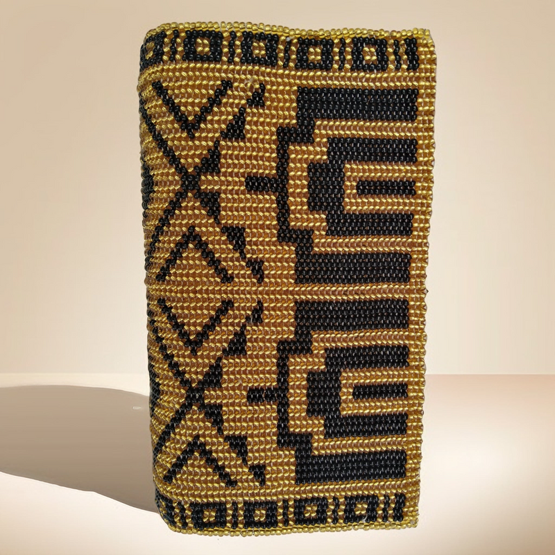 Gold and Black Beaded Ladies Wallet