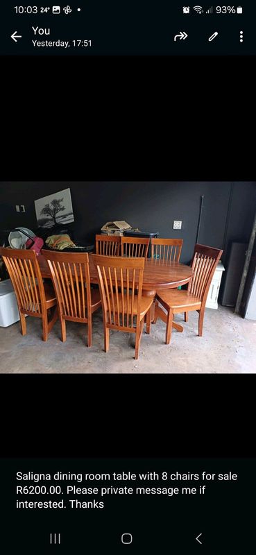 Dining room table and chairs