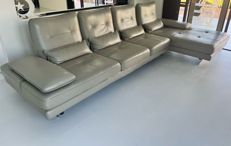 Lennox L shape lounge suite 100% genuine leather movable back rest