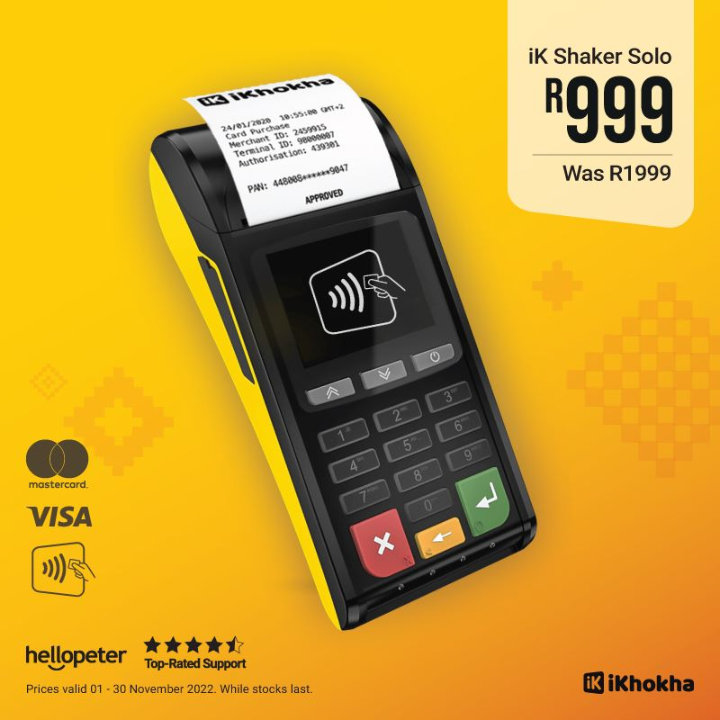 iKhokha Shaker Solo Card Machine FOR LIMITED TIME ONLY