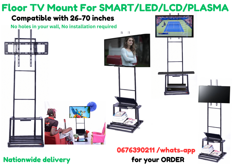 FLOOR TV MOUNT FOR SMART/LED/LCD PLASMA TIV (Nno holes in your wall)
