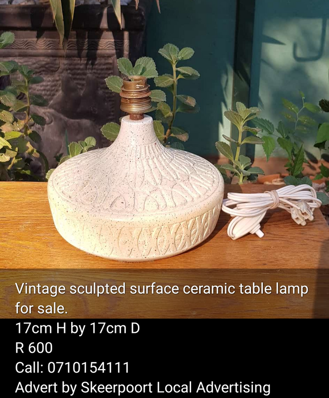 Vintage sculpted surface ceramic table lamp for sale