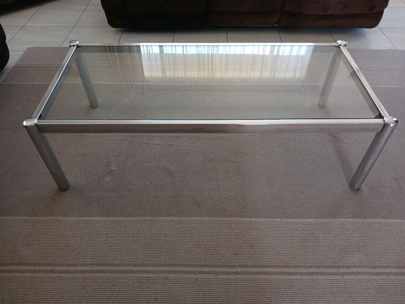Glass and chrome  coffee table