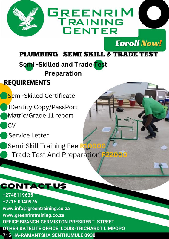 PLUMBING SEMI SKILL AND TRADE TEST PREPARATION IN SOUTH AFRICA