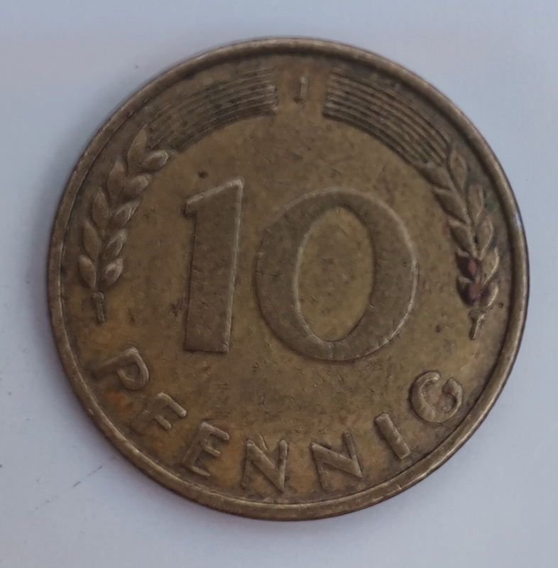 1966 German 10 Pfennig Bank deutscher Länder (J) (Germany, FRG) Coins For Sale.