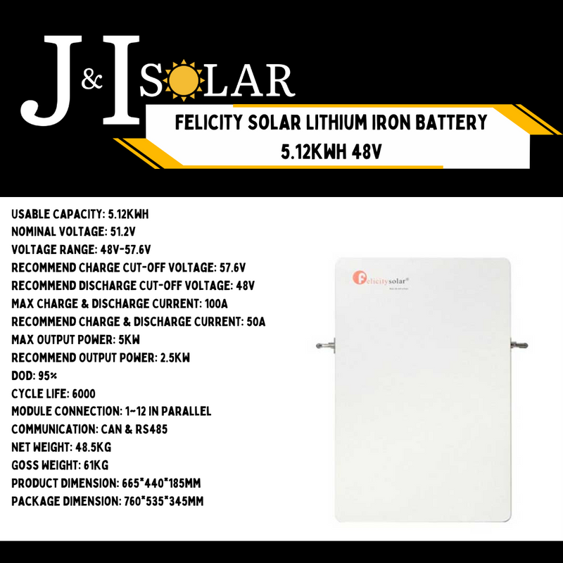 Felicity   Solar Lithium Battery 5.12kwh 48v