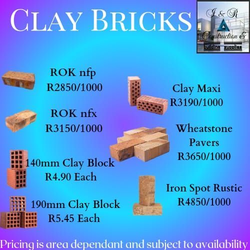 Clay Bricks Available, We deliver ALL area&#39;s of Capetown