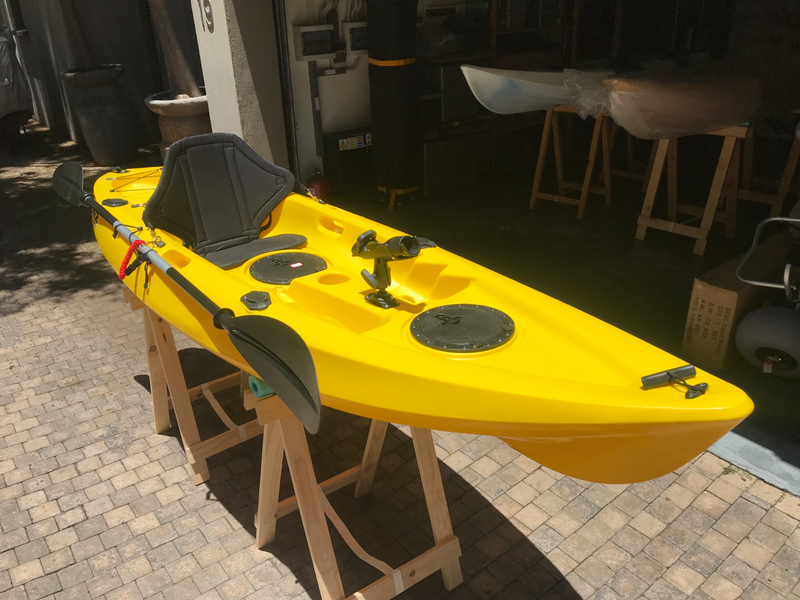 Pioneer Kayak AA2 single incl. seat, paddle, leash and rod holder, Yellow colour, NEW!
