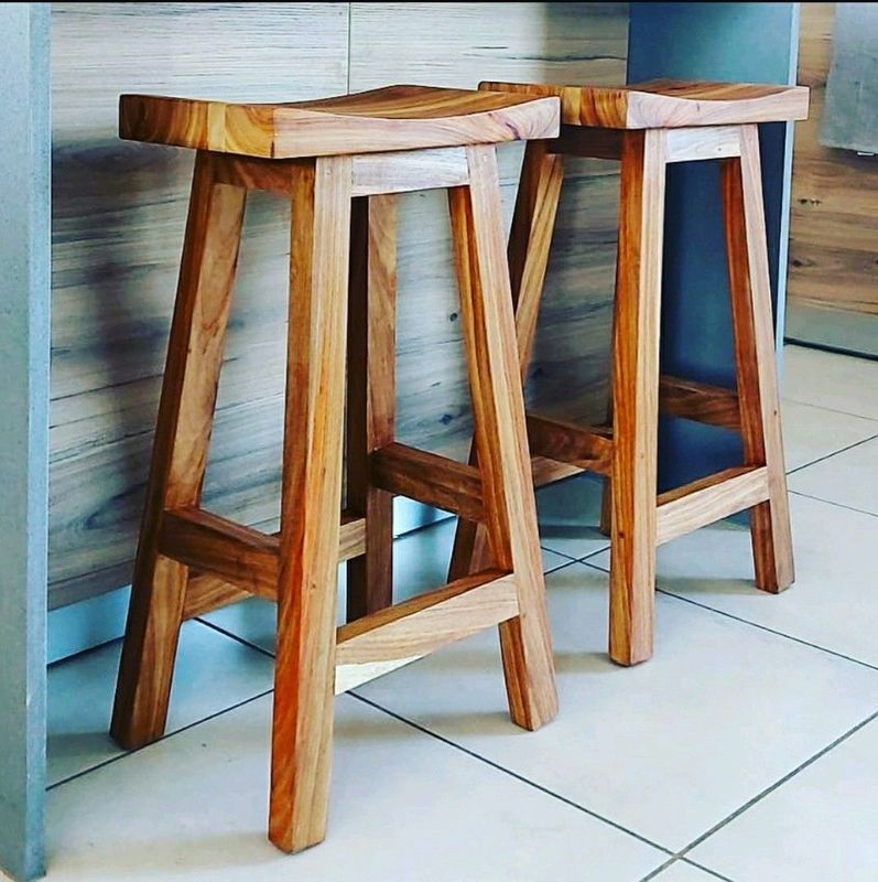 Custom solid kiaat bar / kitchen stools