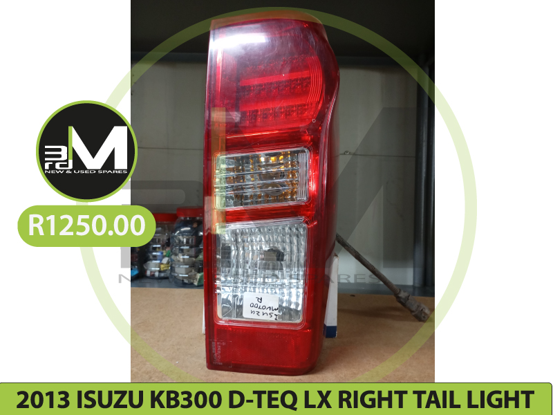 2013 ISUZU KB300 D TEQ LX RIGHT TAIL LIGHT R1250 MV0700
