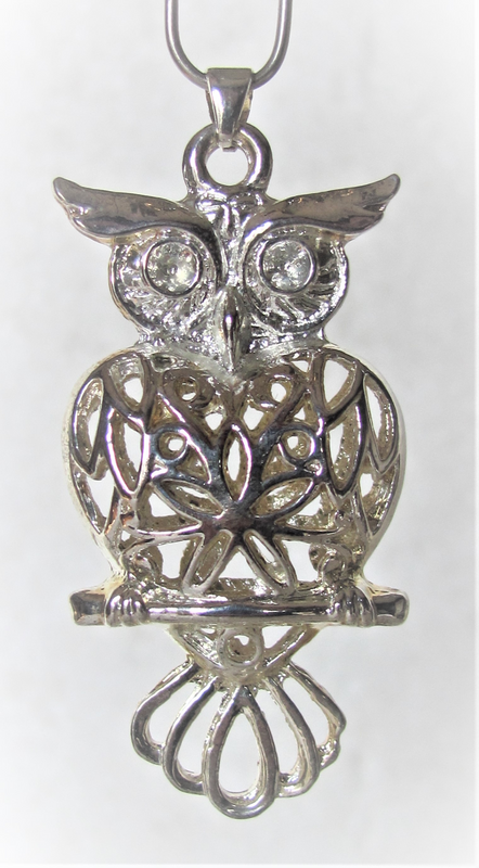 Large Silver Owl Pendant Stamped S925