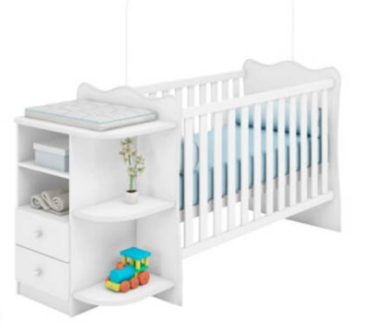 Wooden baby cot with corner chest