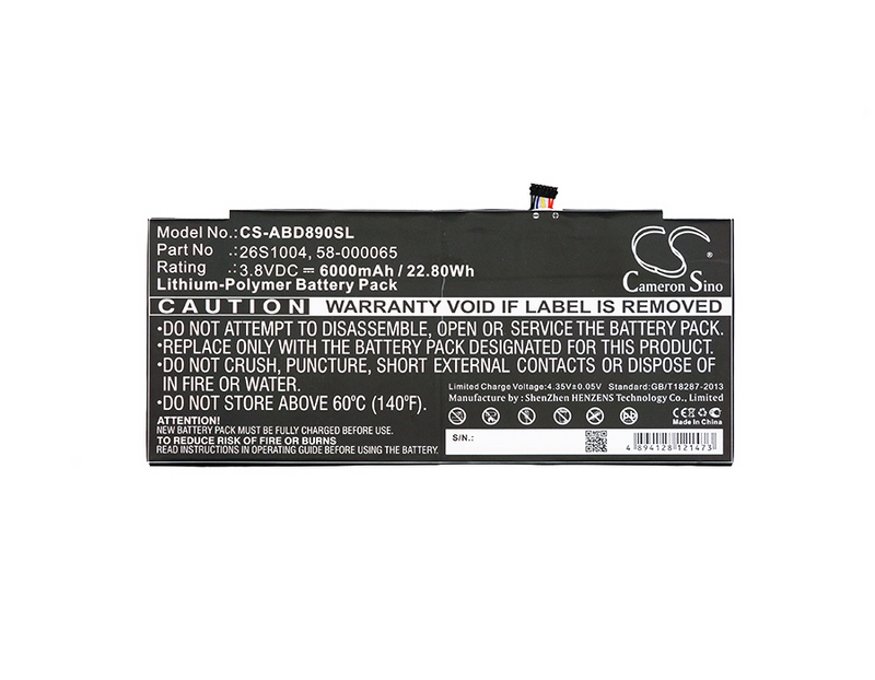 Tablet Battery CS-ABD890SL for AMAZON GPZ45RW etc.