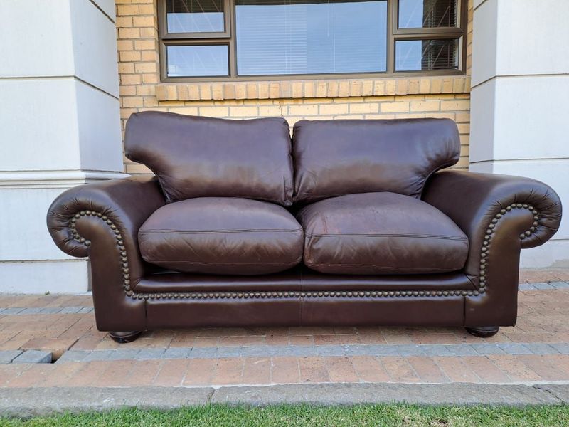 Coricraft Leather Couch Afrique Range in Genuine Leather 205cm