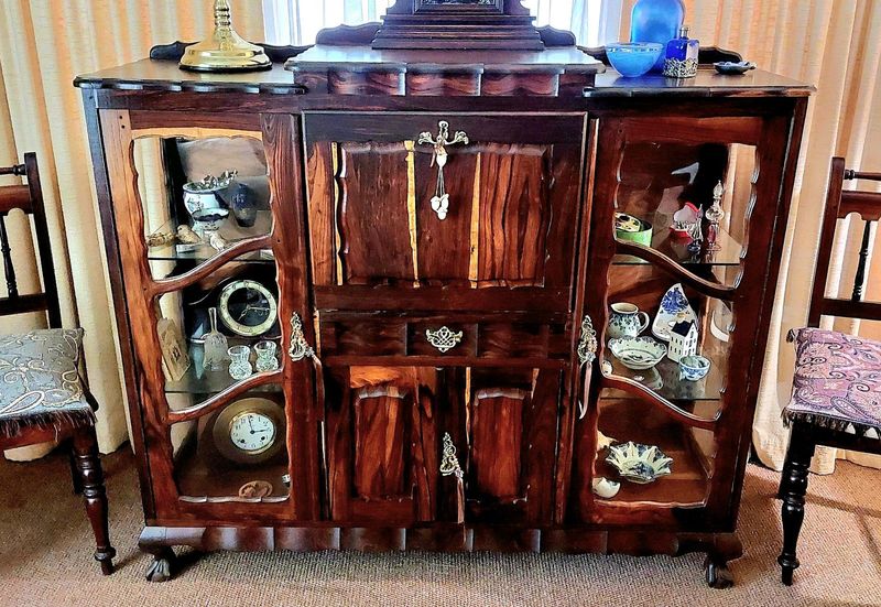 Solid tamboti display cabinet 1940s tambotie hardwood