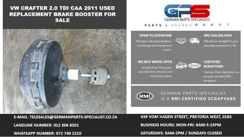 VW CRAFTER 2.0 TDI CAA 2011 USED REPLACEMENT BRAKE BOOSTER FOR SALE