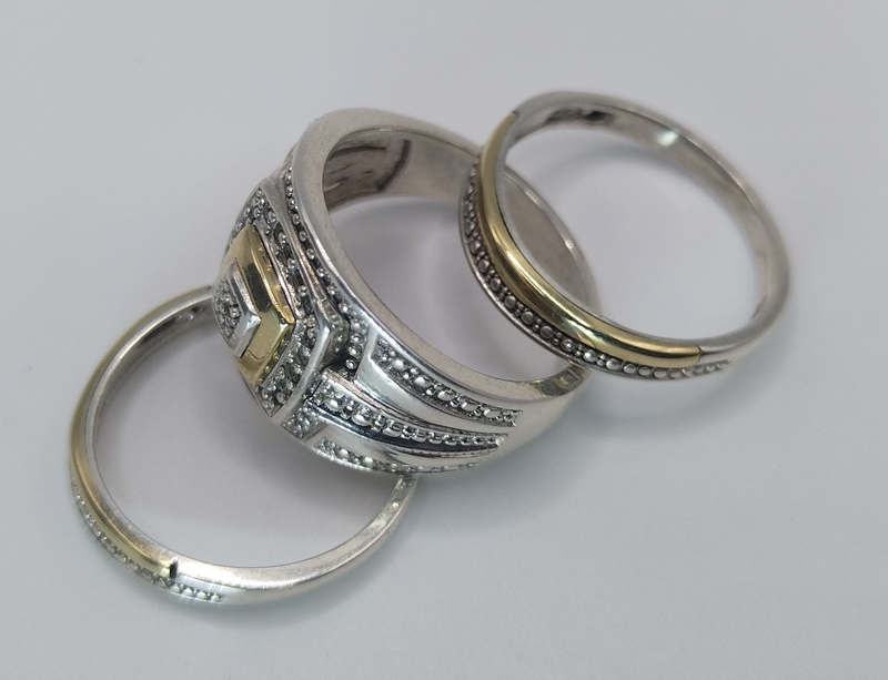 Yellow Gold /Silver Diamond Tripset Ring