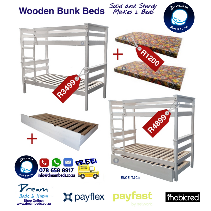 Wood Bunk Beds and Loft beds with Free delivery from R3499