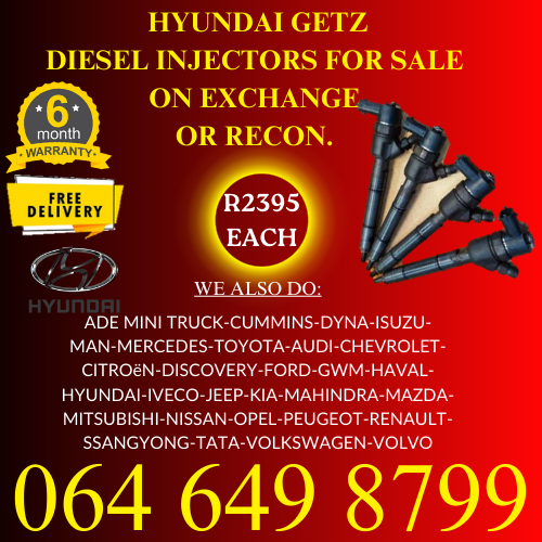 Hyundai Getz diesel injectors for sale on exchange 6 months warranty.
