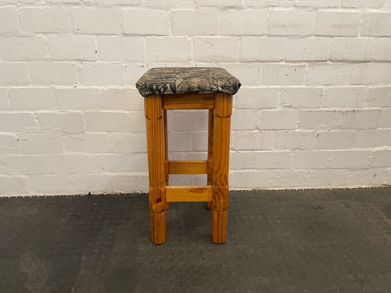 Wooden Bar Stool with Print Seat - PRICE DROP- A44412