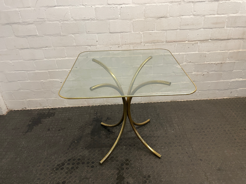 Glass Table Top with Gold Stand-