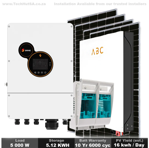 SRNE 5kW Off-Grid Inverter With ABC 5.12kWh Lithium Battery Solar Kit