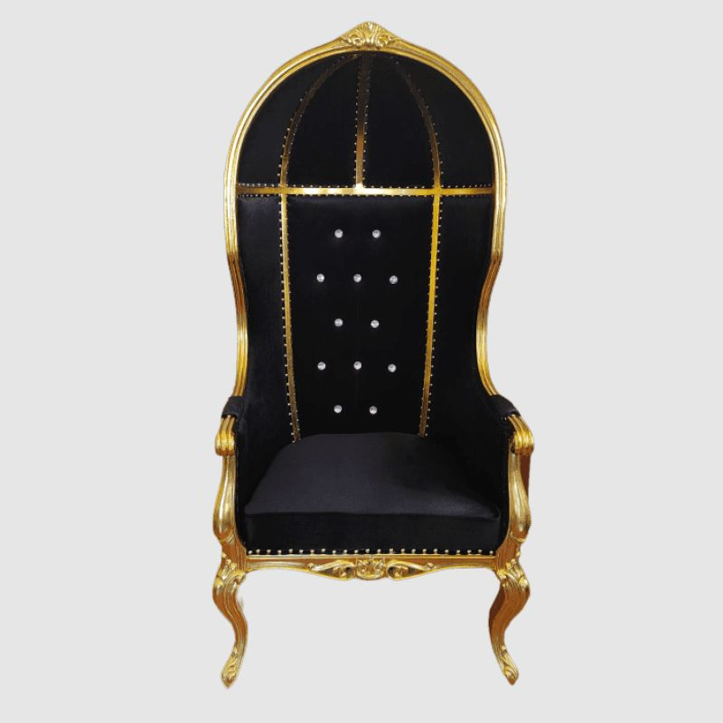 Porter’s Chair Gold Frame &amp; Black Velvet Finish-R17999