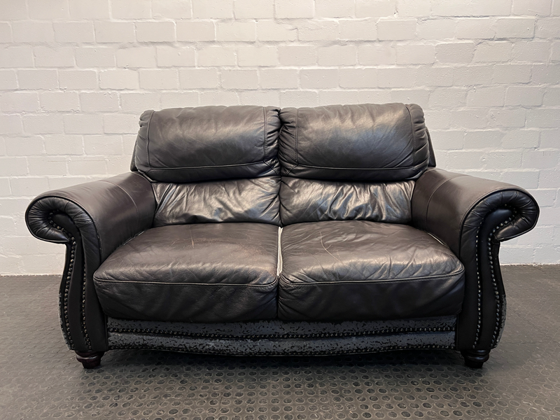 Dark Brown Pleather Two Seater Couch (Peeling In Places),