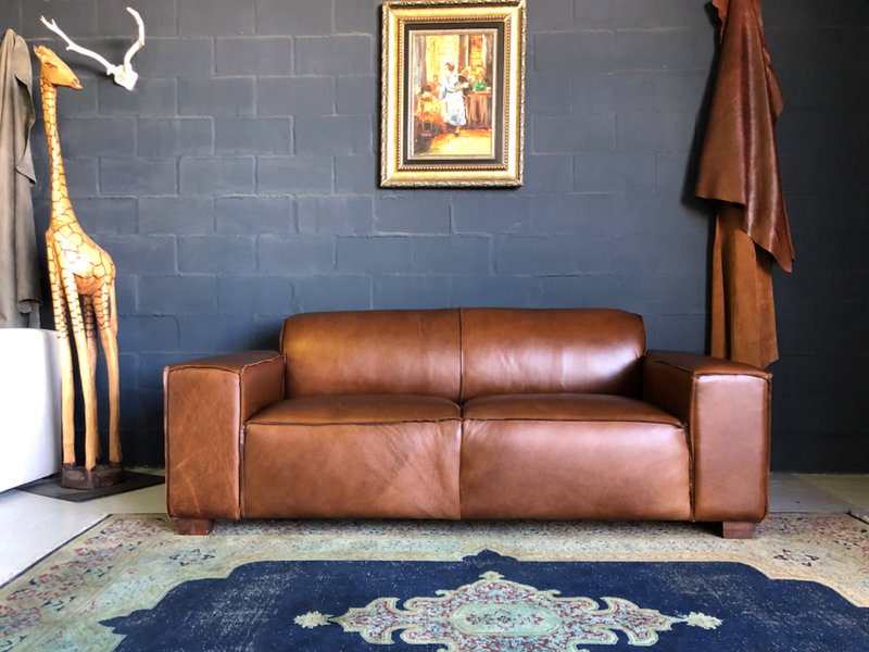 Brand new 2.1m genuine leather MARCONI three seater sofa. (LARGE TWO DIVISION SEATING PLATFORM)